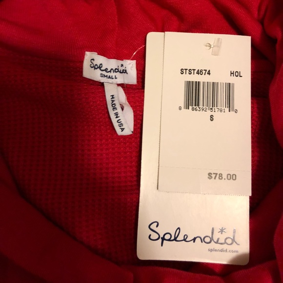 New with Tags Splendid Red Long Sleeve - Picture 2 of 5